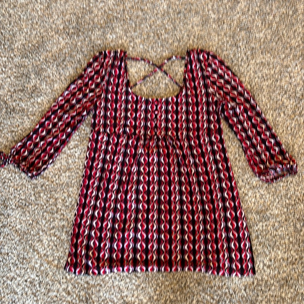 Cute red, black and white No Boundaries blouse/top.